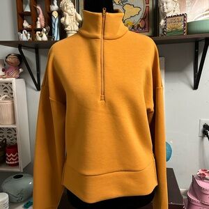 Golden High-Neck Half-Zip Sweatshirt